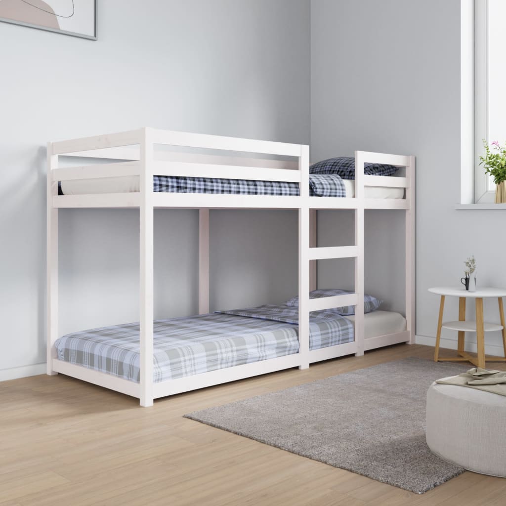 Lit superposé sans matelas blanc 75x190 cm bois de pin massif - XIOS
