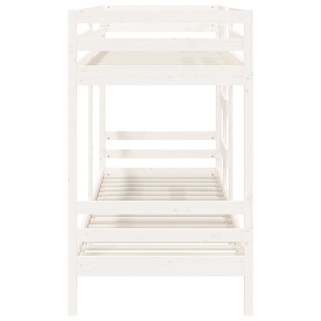 Lit superposé sans matelas blanc 90x200 cm bois de pin massif - XIOS