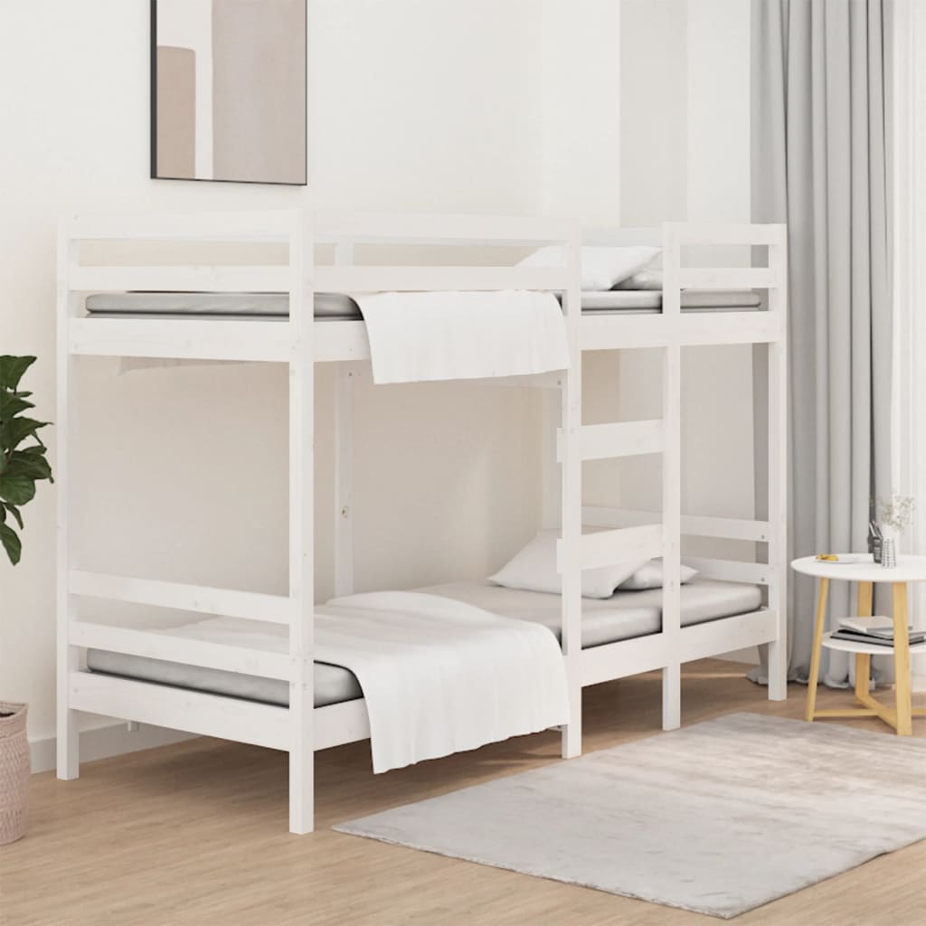 Lit superposé sans matelas blanc 90x200 cm bois de pin massif - XIOS