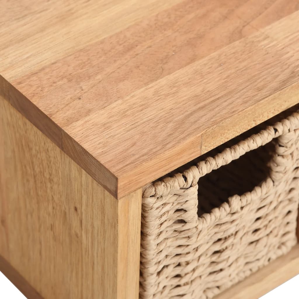 Étagère murale avec paniers 62x18x16 cm Bois massif de noyer - XIOS