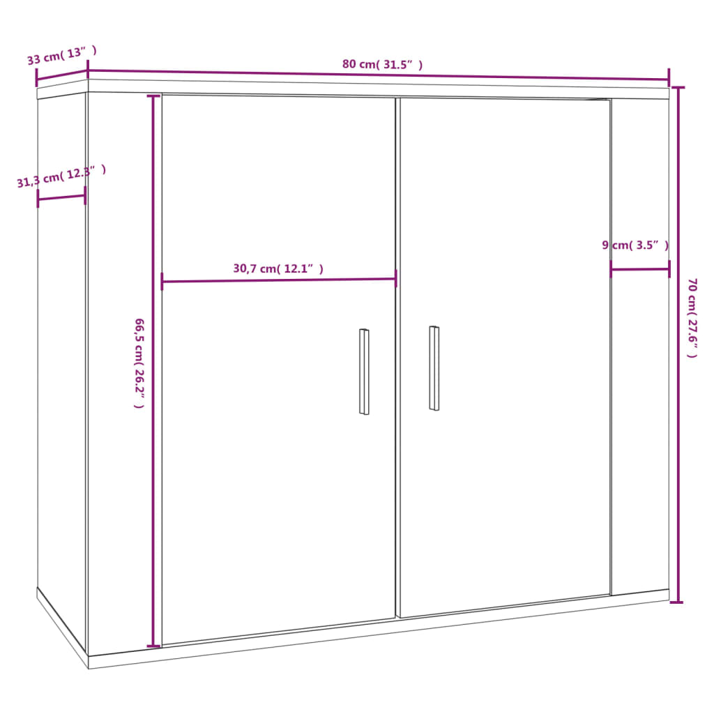 Buffet Blanc 80x33x70 cm Bois d'ingénierie - XIOS