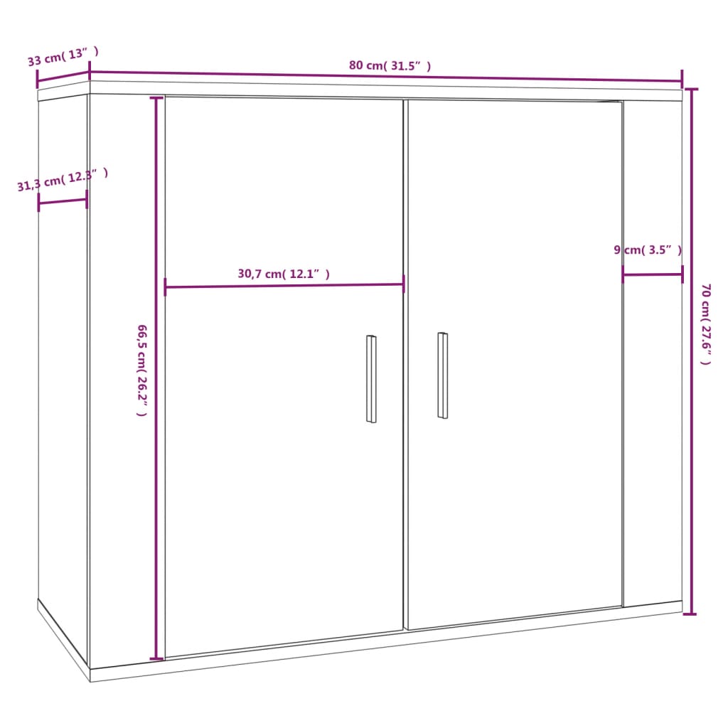 Buffet Chêne sonoma 80x33x70 cm Bois d'ingénierie - XIOS