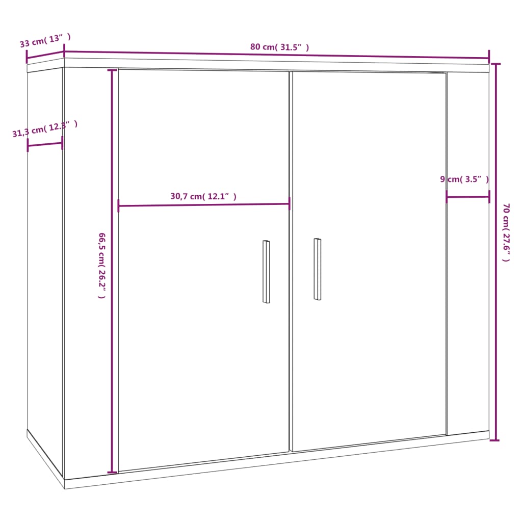 Buffet Gris béton 80x33x70 cm Bois d'ingénierie - XIOS