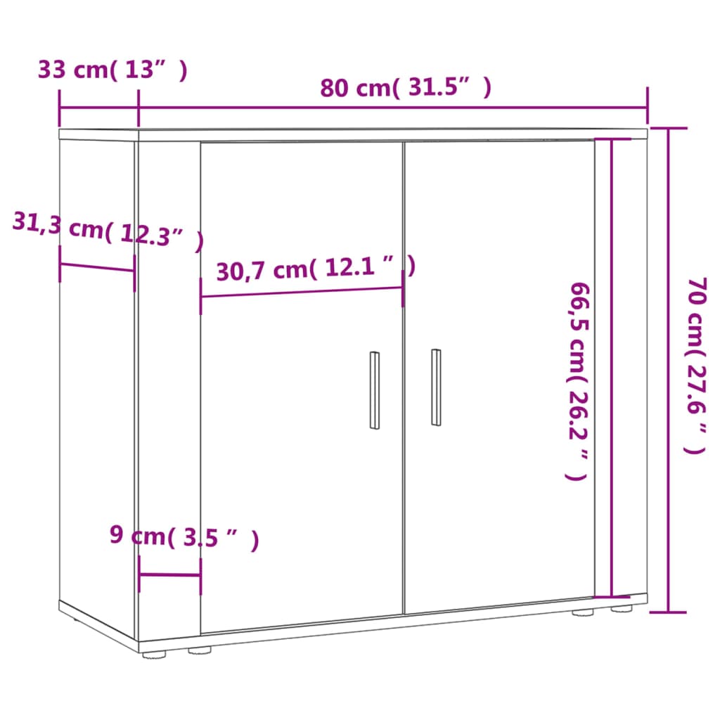 Buffet Sonoma gris 80x33x70 cm Bois d'ingénierie - XIOS