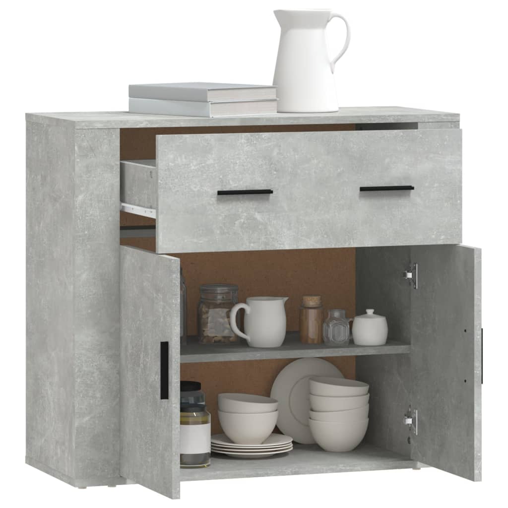 Buffet Gris béton 80x33x70 cm Bois d'ingénierie