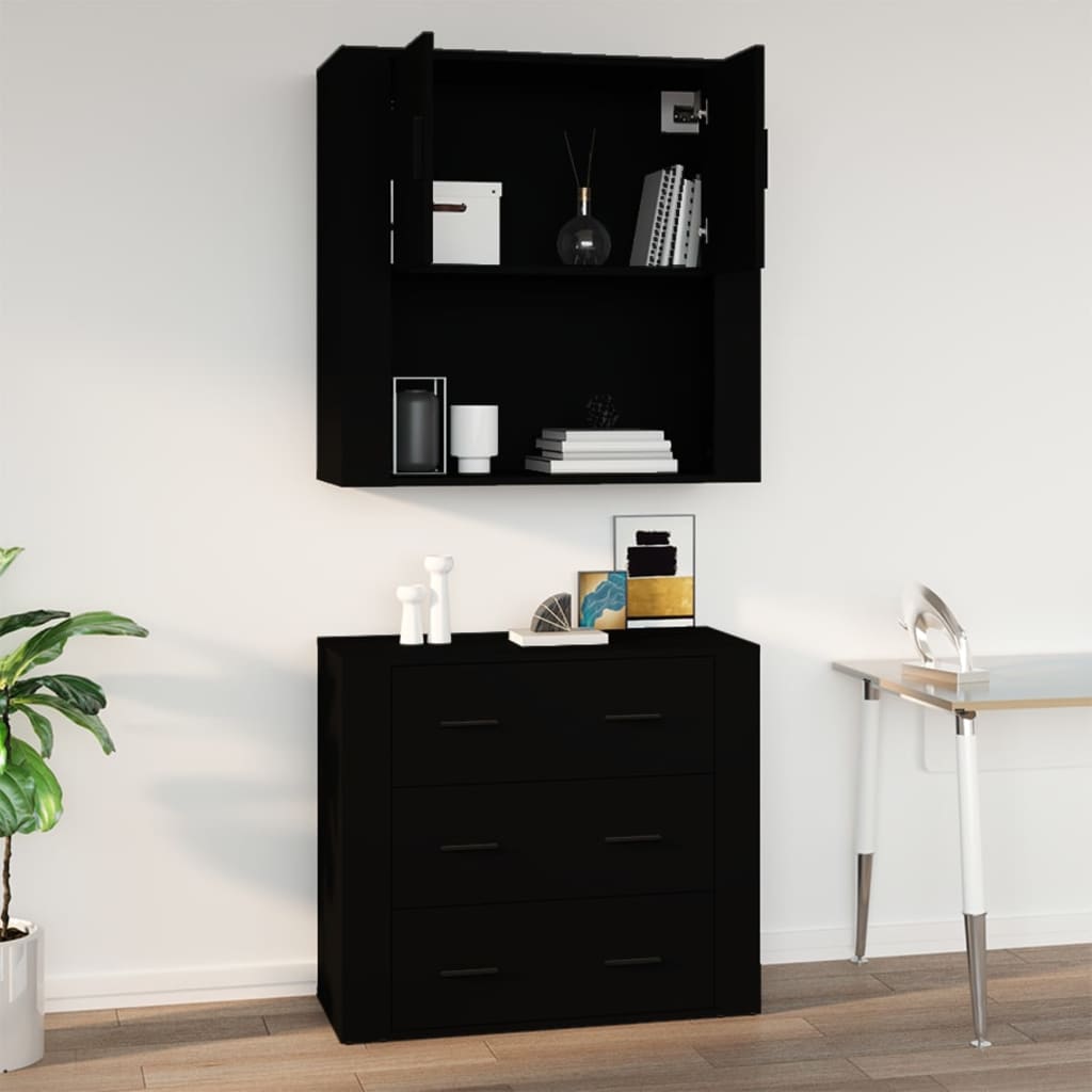 Armoire murale Noir 80x33x80 cm Bois d'ingénierie - XIOS