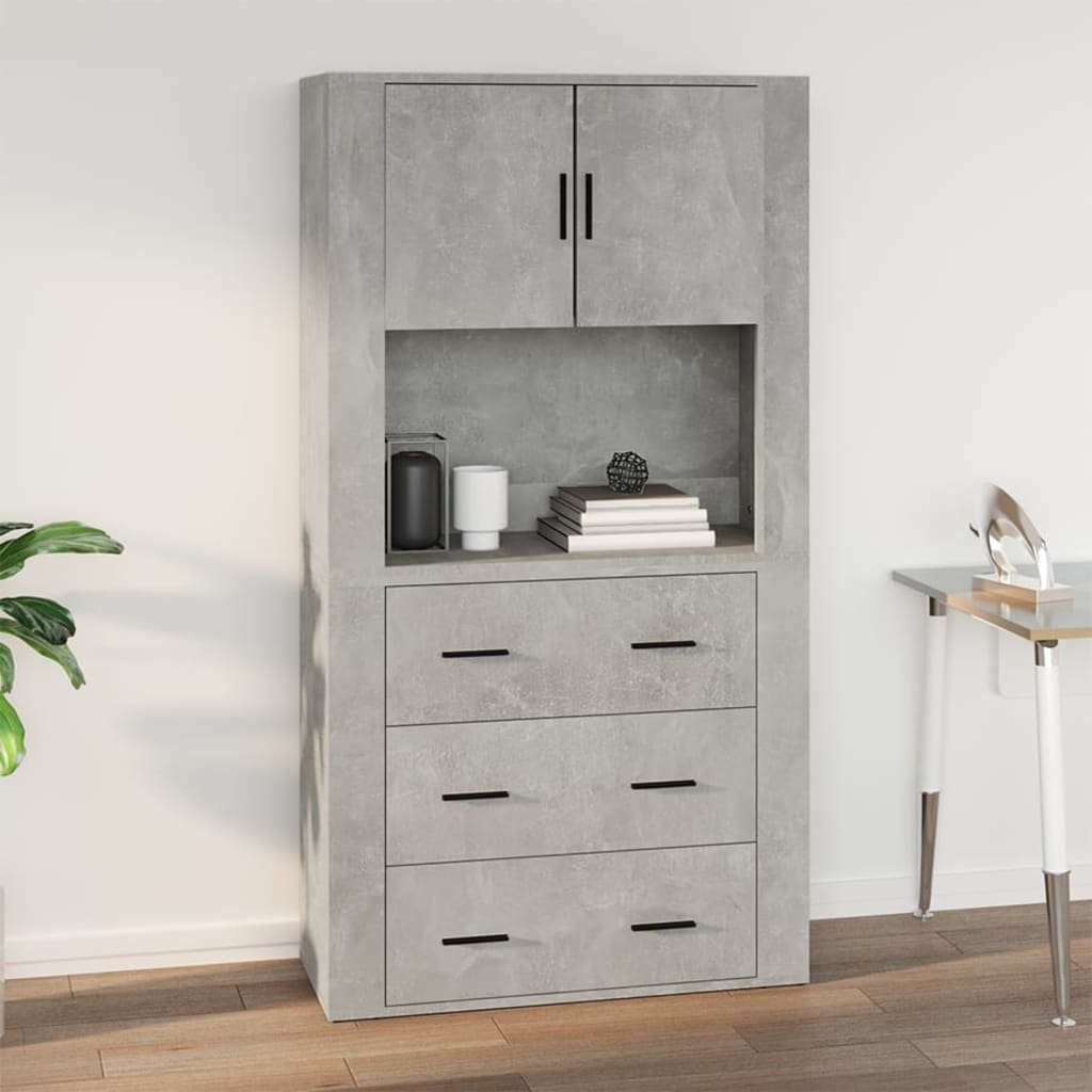 Armoire murale Gris béton 80x33x80 cm Bois d'ingénierie - XIOS