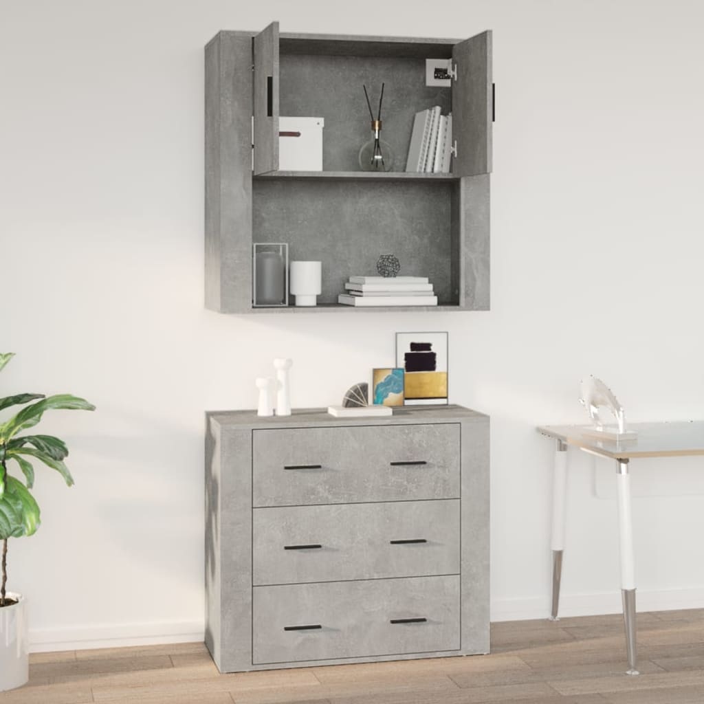 Armoire murale Gris béton 80x33x80 cm Bois d'ingénierie - XIOS