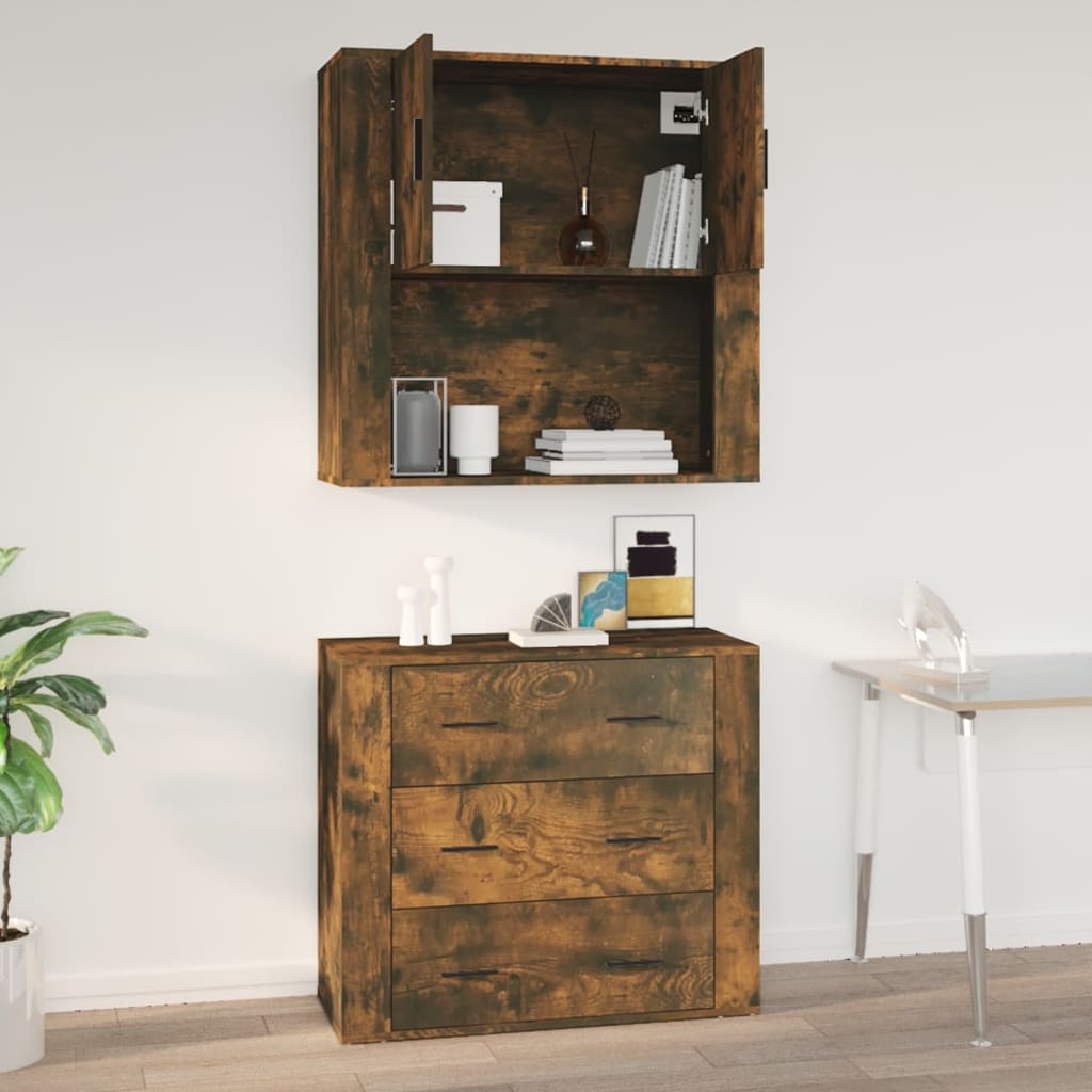 Armoire murale Chêne fumé 80x33x80 cm Bois d'ingénierie - XIOS