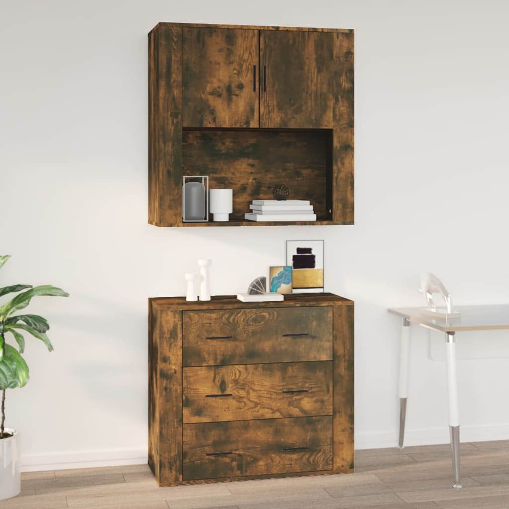 Armoire murale Chêne fumé 80x33x80 cm Bois d'ingénierie - XIOS