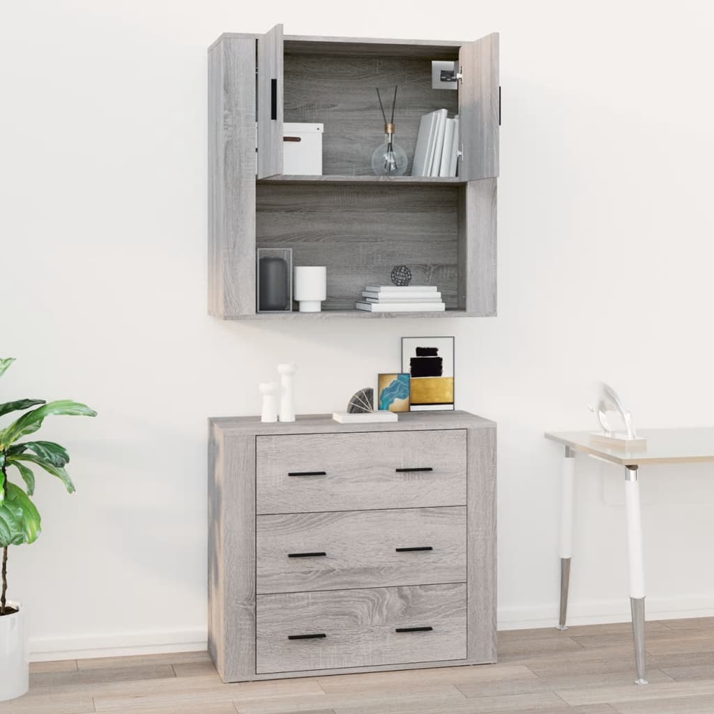 Armoire murale Sonoma gris 80x33x80 cm Bois d'ingénierie - XIOS