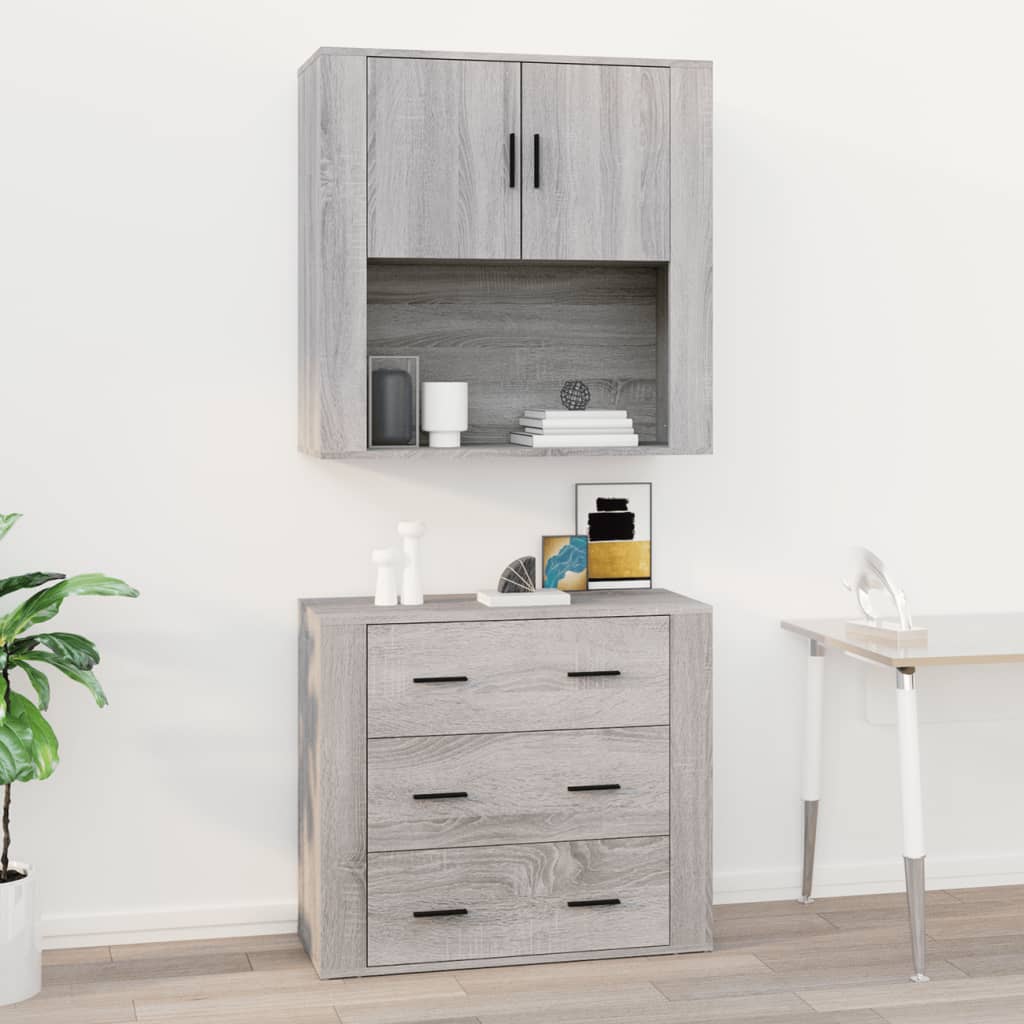 Armoire murale Sonoma gris 80x33x80 cm Bois d'ingénierie - XIOS