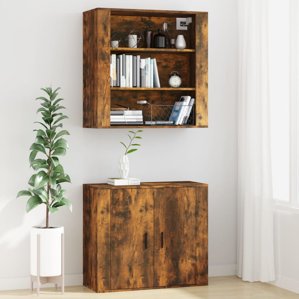 Armoire murale Chêne fumé 80x33x80 cm Bois d'ingénierie - XIOS