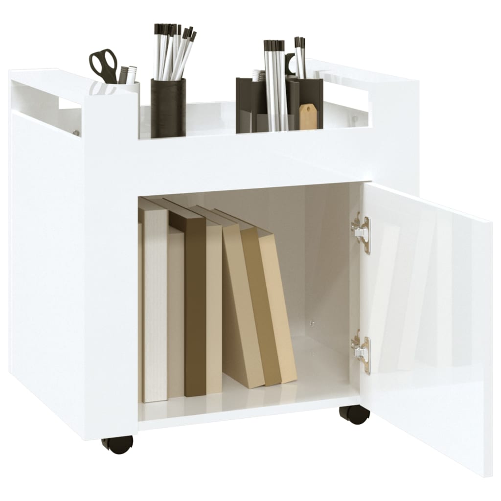 Chariot de bureau Blanc brillant 60x45x60 cm Bois d'ingénierie - XIOS