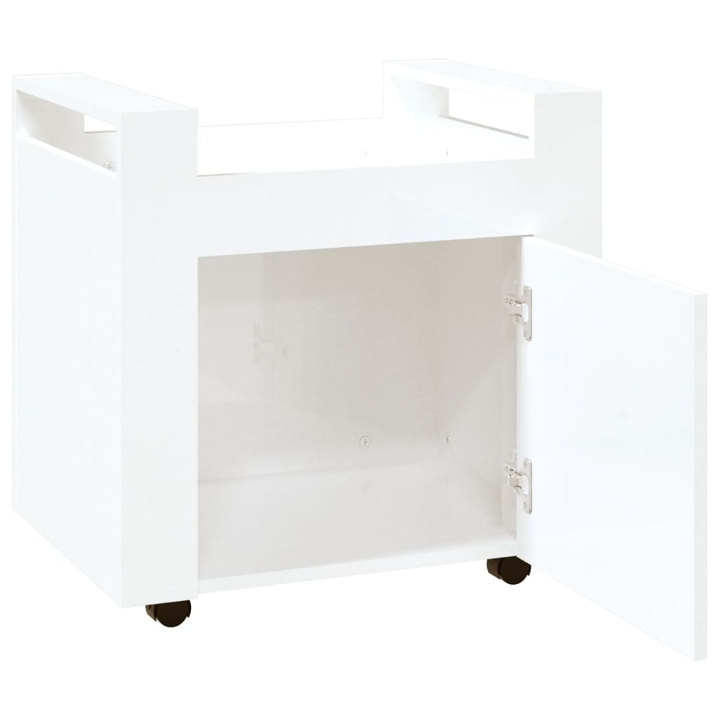 Chariot de bureau Blanc brillant 60x45x60 cm Bois d'ingénierie - XIOS