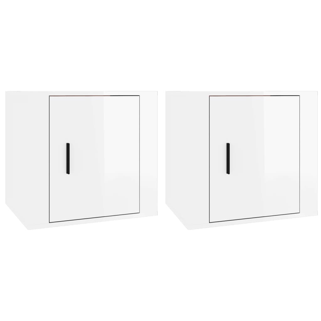 Tables de chevet 2 pcs Blanc brillant 50x39x47 cm
