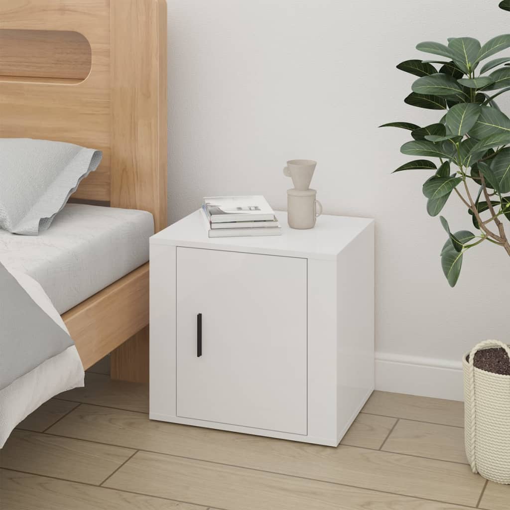 Tables de chevet 2 pcs Blanc brillant 50x39x47 cm