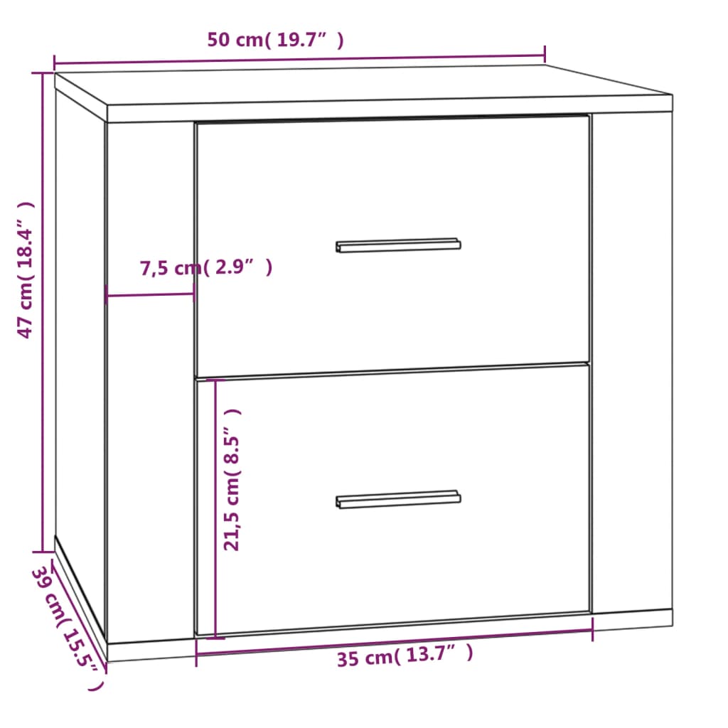 Table de chevet Blanc 50x39x47 cm