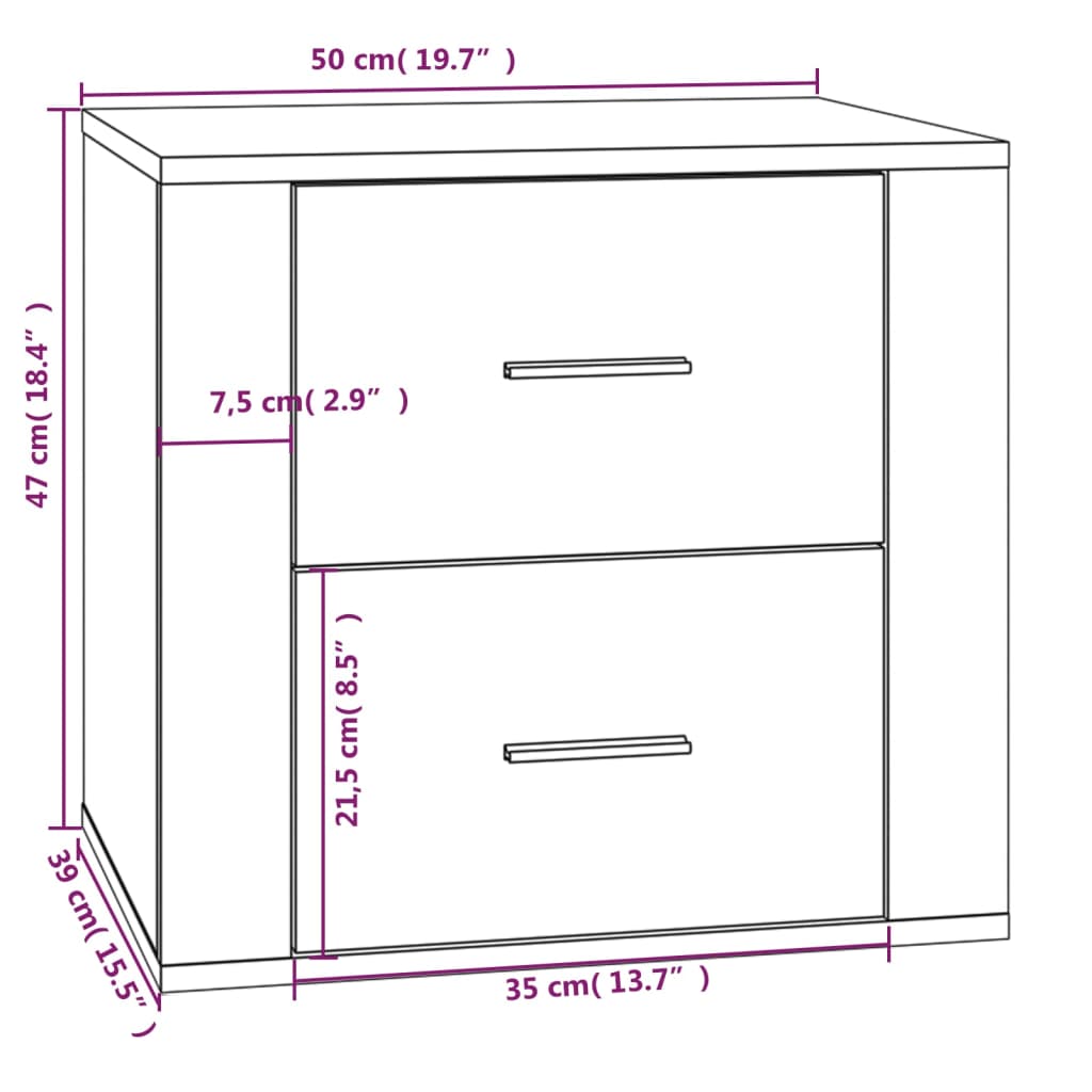 Table de chevet Gris béton 50x39x47 cm