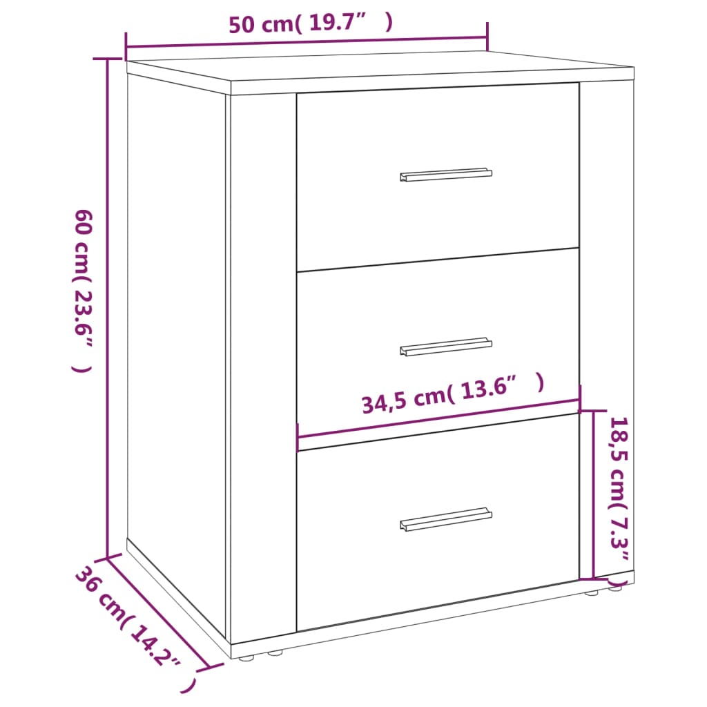 Table de chevet Blanc 50x36x60 cm Bois d'ingénierie - XIOS