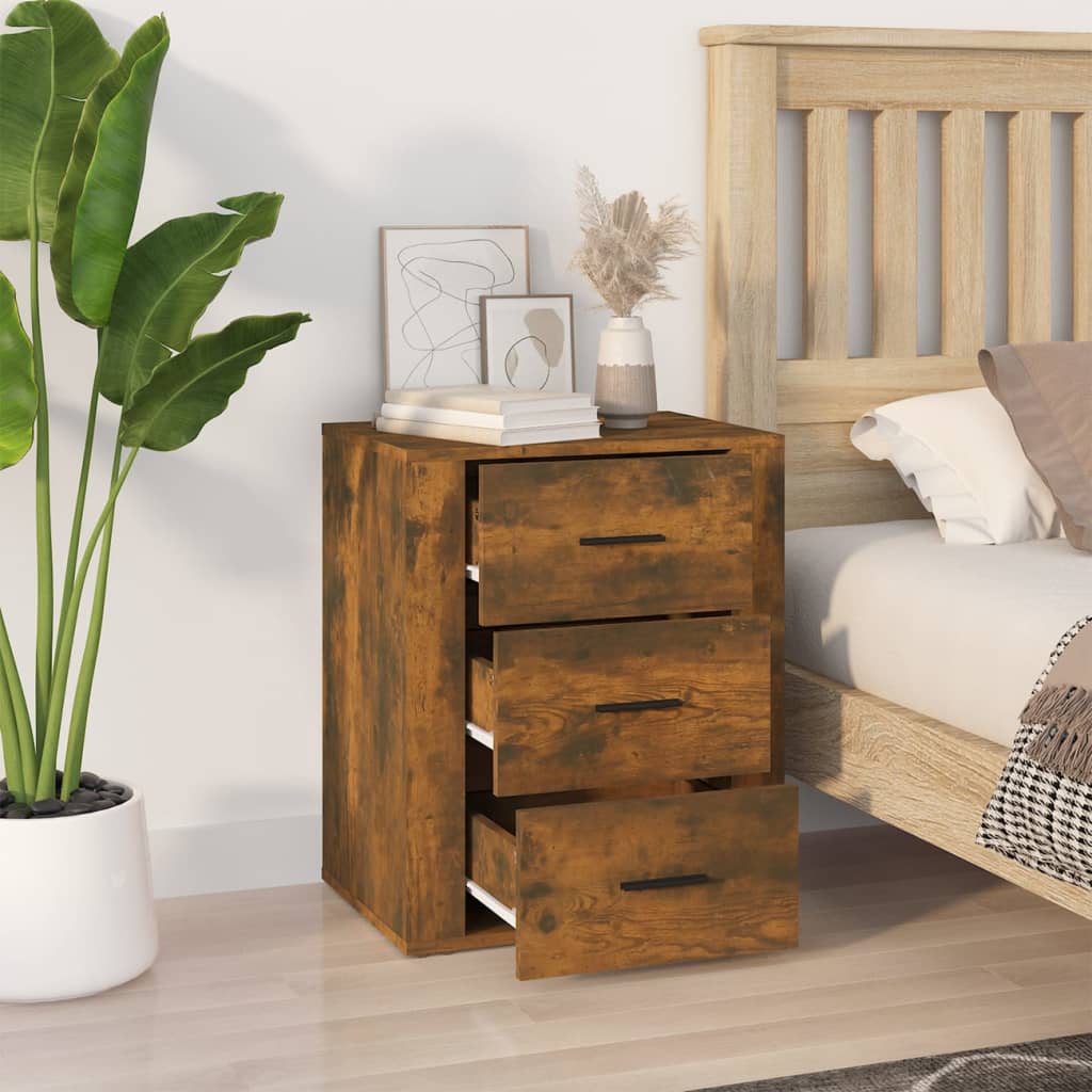 Table de chevet Chêne fumé 50x36x60 cm Bois d'ingénierie - XIOS