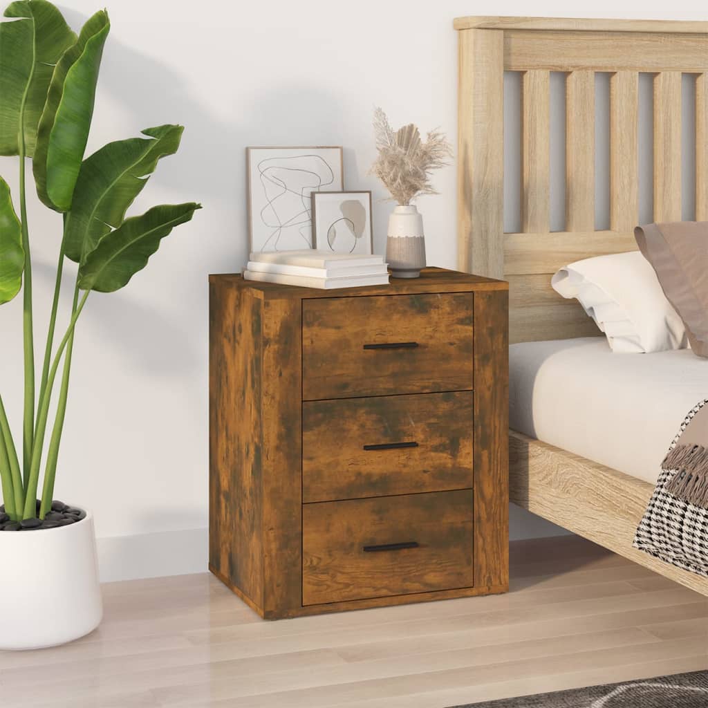 Table de chevet Chêne fumé 50x36x60 cm Bois d'ingénierie - XIOS