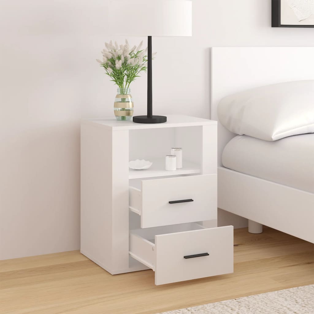 Table de chevet Blanc 50x36x60 cm Bois d'ingénierie - XIOS