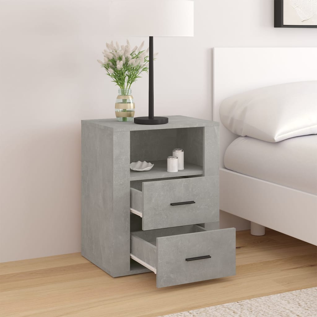 Table de chevet Gris béton 50x36x60 cm Bois d'ingénierie - XIOS