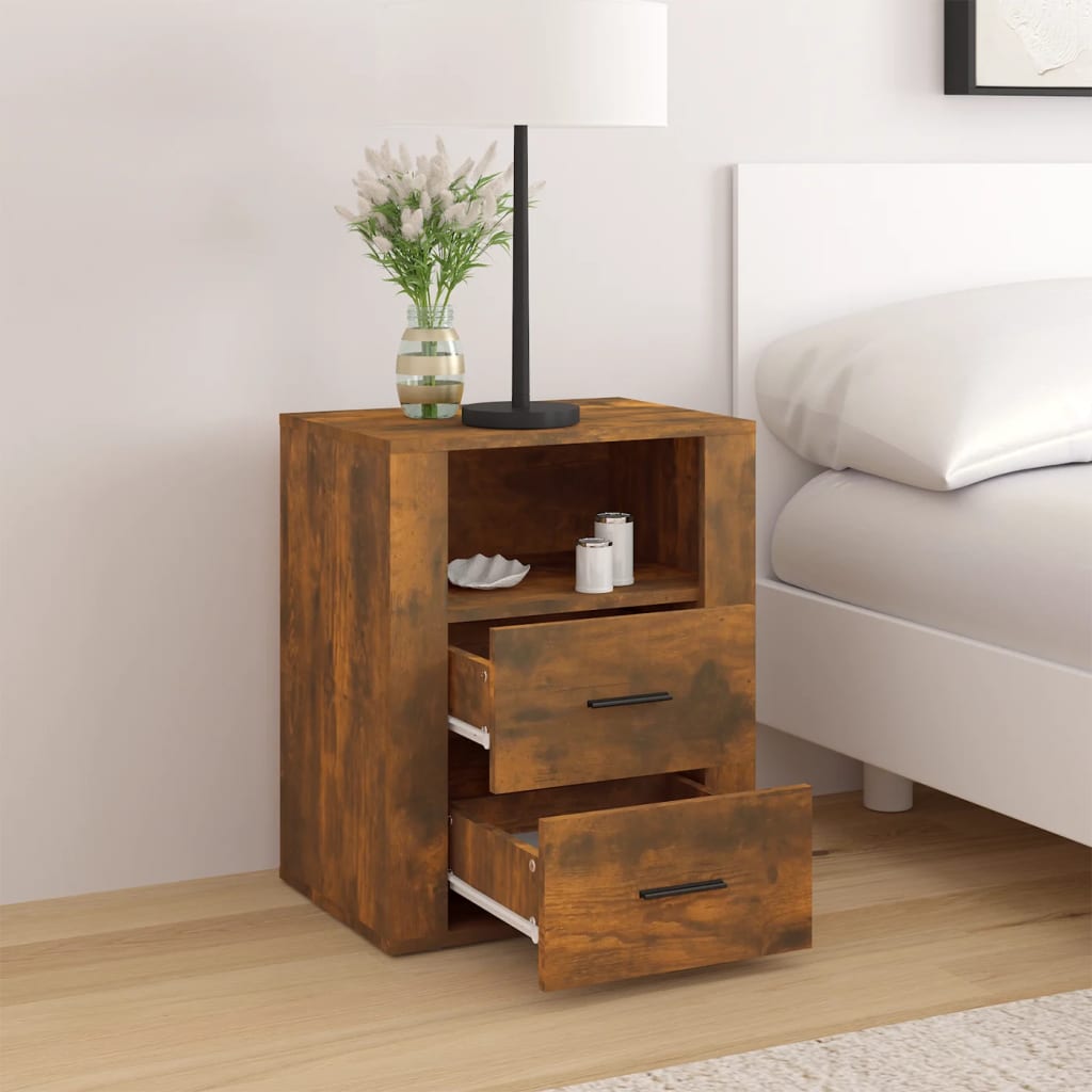 Table de chevet Chêne fumé 50x36x60 cm Bois d'ingénierie - XIOS