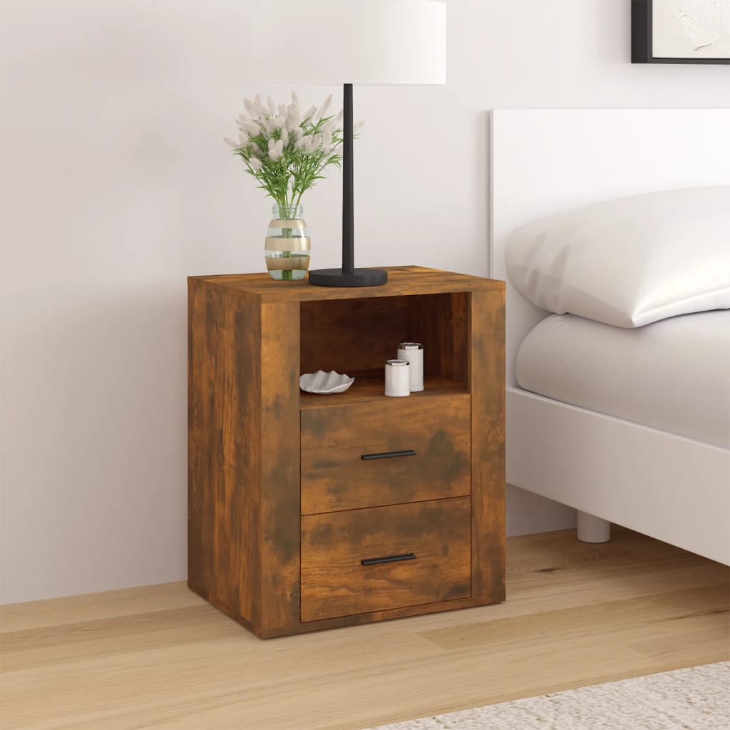 Table de chevet Chêne fumé 50x36x60 cm Bois d'ingénierie - XIOS