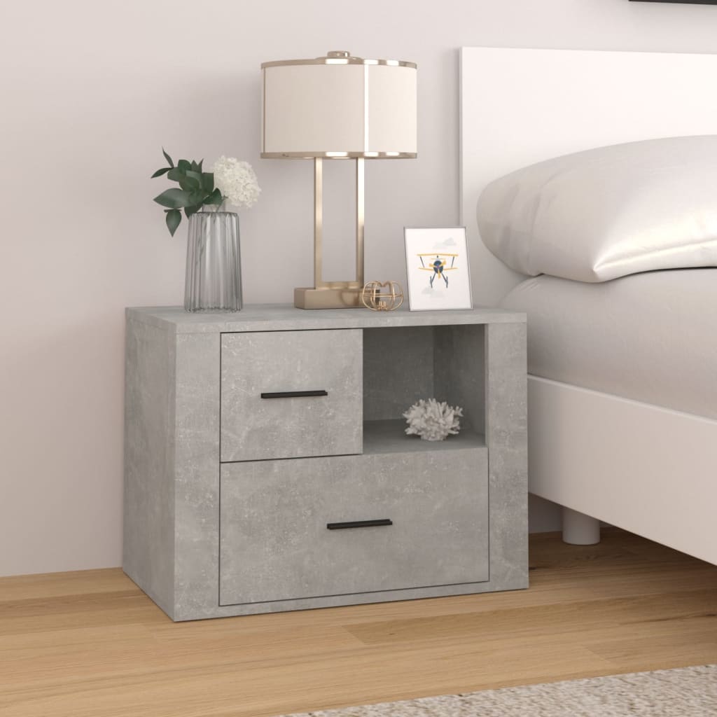 Table de chevet Gris béton 60x36x45 cm Bois d'ingénierie - XIOS