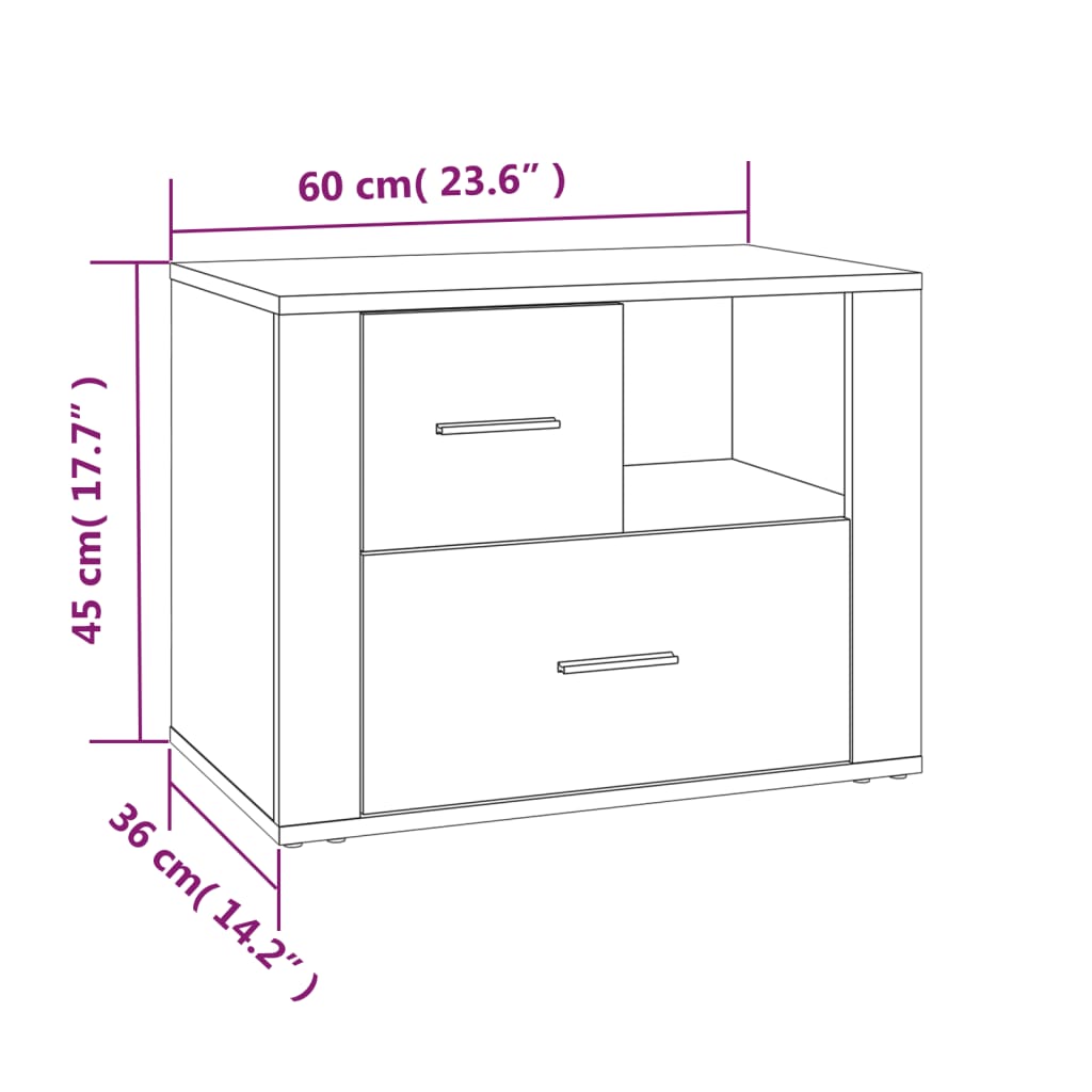 Table de chevet Sonoma gris 60x36x45 cm Bois d'ingénierie - XIOS
