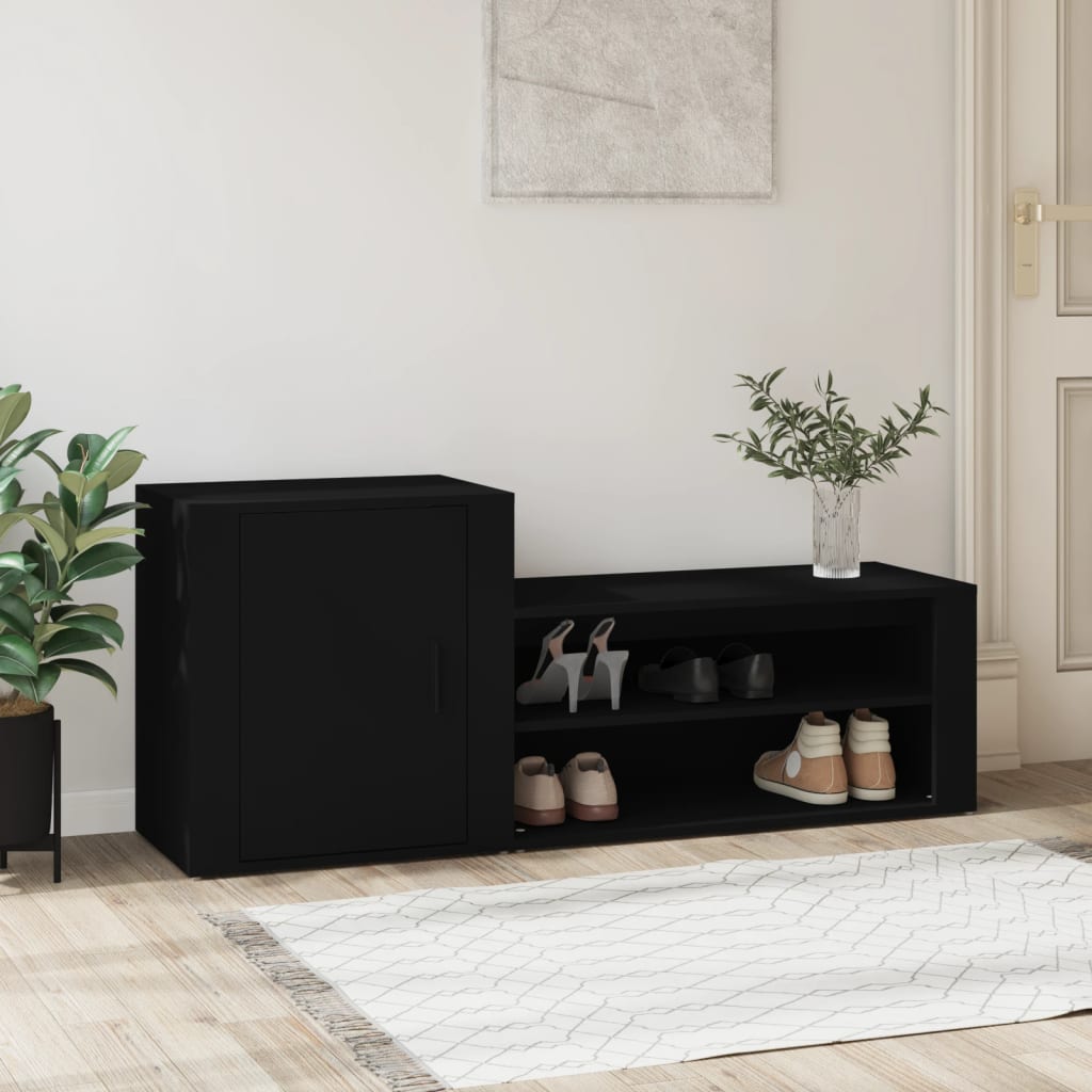Armoire à chaussures Noir 130x35x54 cm Bois d'ingénierie - XIOS