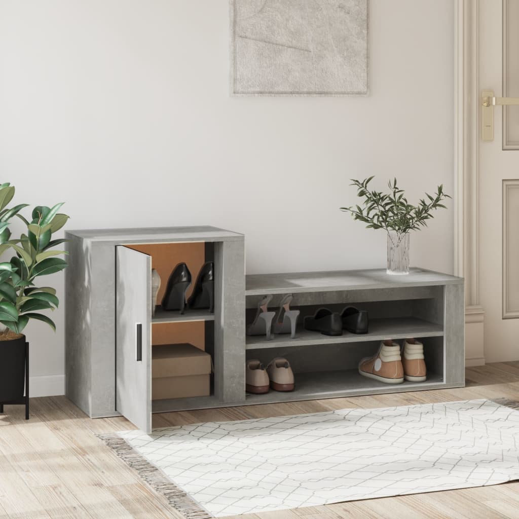 Armoire à chaussures Gris béton 130x35x54 cm Bois d'ingénierie - XIOS
