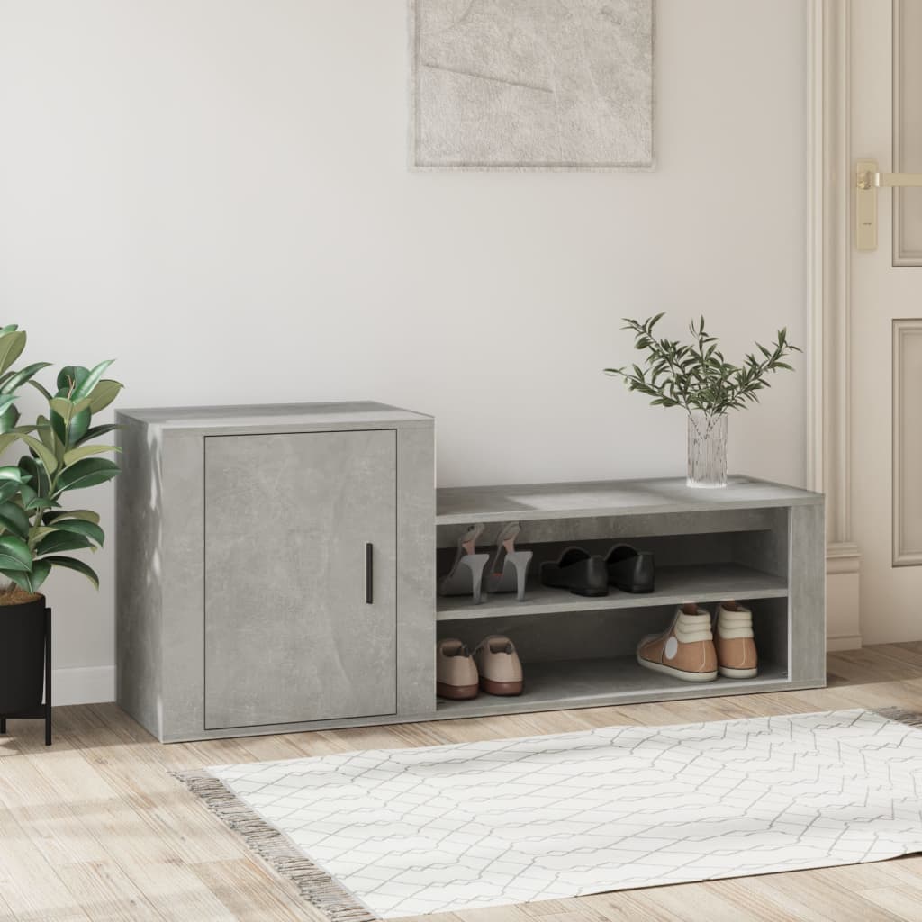 Armoire à chaussures Gris béton 130x35x54 cm Bois d'ingénierie - XIOS