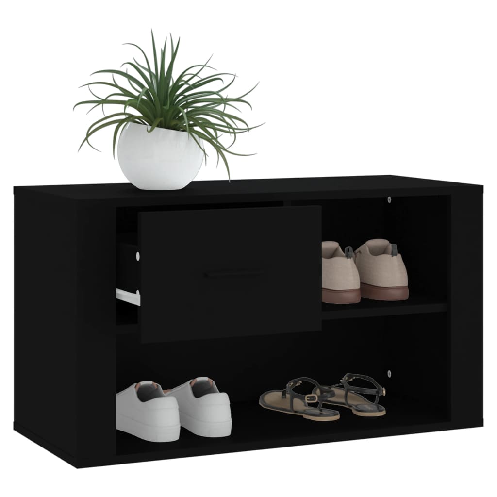 Armoire à chaussures Noir 80x35x45 cm Bois d'ingénierie - XIOS