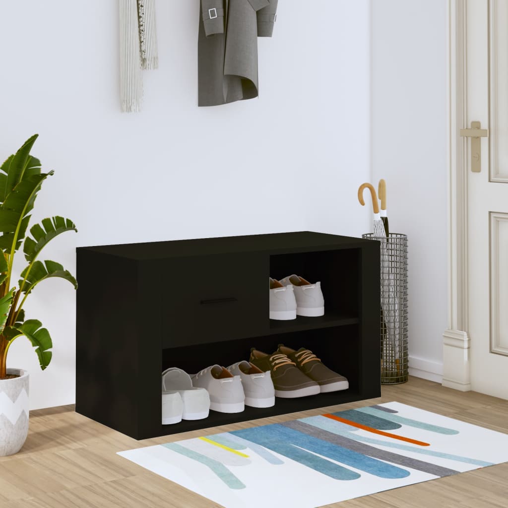 Armoire à chaussures Noir 80x35x45 cm Bois d'ingénierie - XIOS