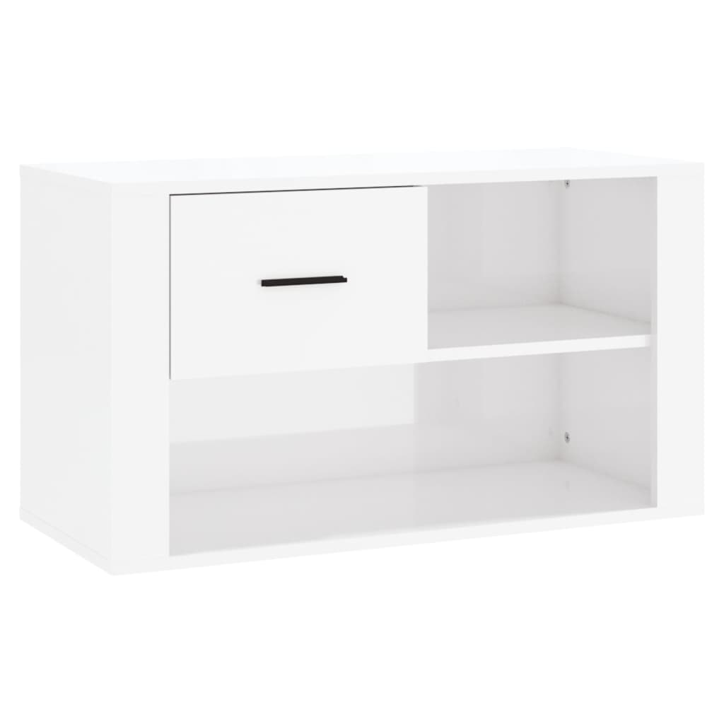 Armoire à chaussure Blanc brillant 80x35x45 cm Bois ingénierie - XIOS