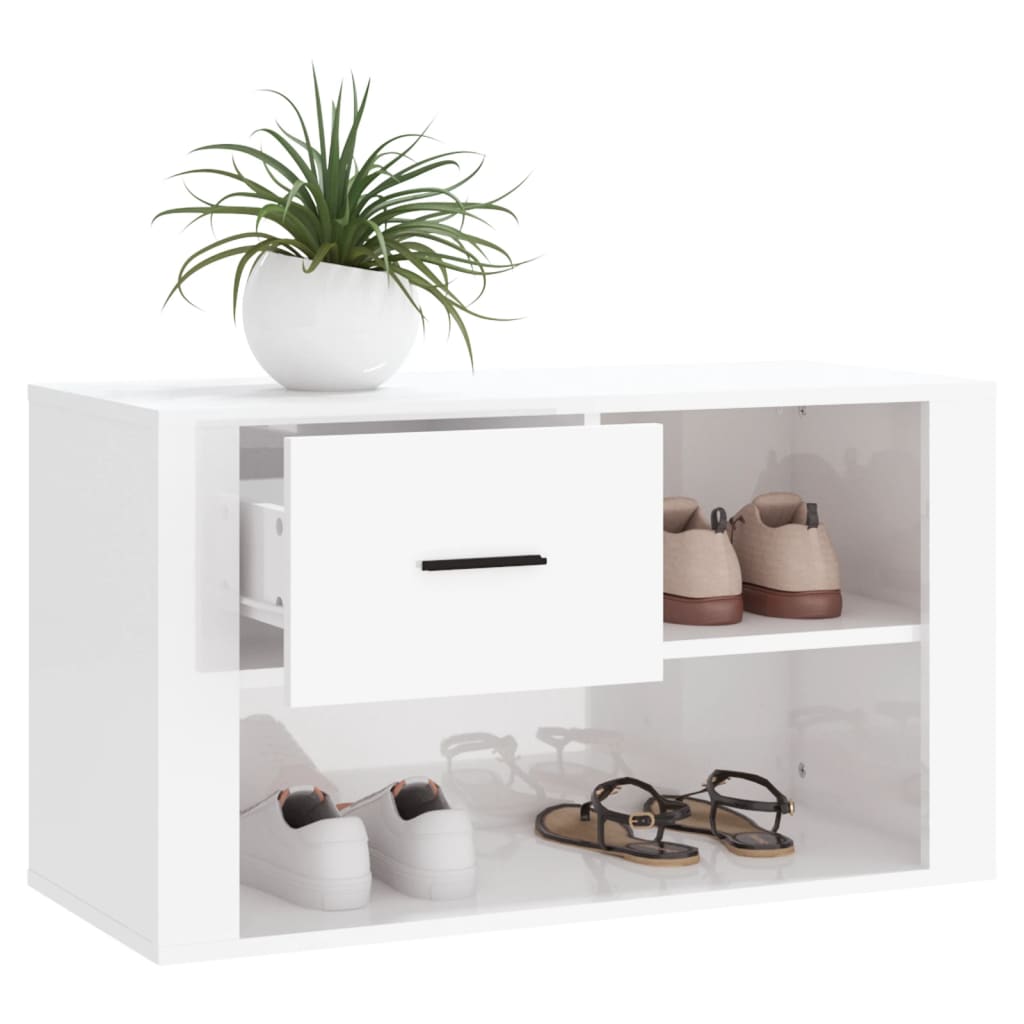 Armoire à chaussure Blanc brillant 80x35x45 cm Bois ingénierie - XIOS