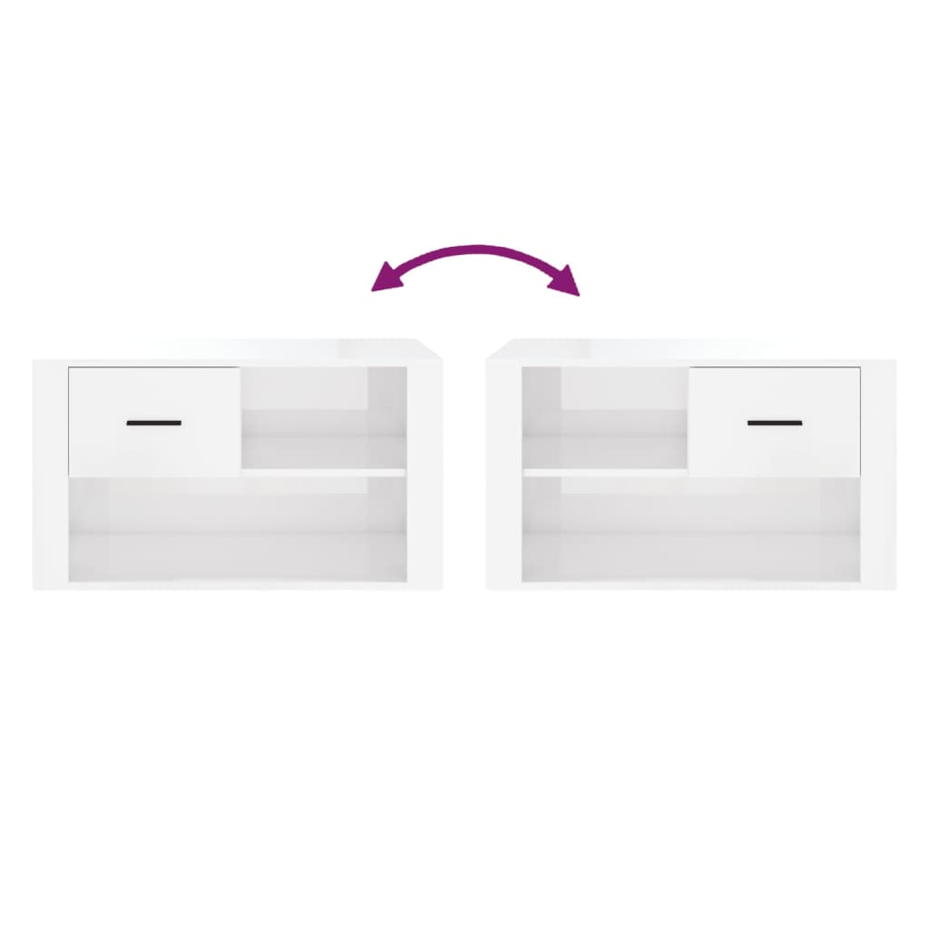 Armoire à chaussure Blanc brillant 80x35x45 cm Bois ingénierie - XIOS