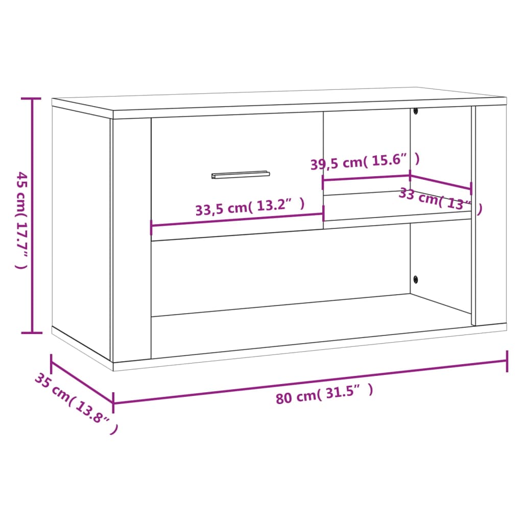 Armoire à chaussure Blanc brillant 80x35x45 cm Bois ingénierie - XIOS