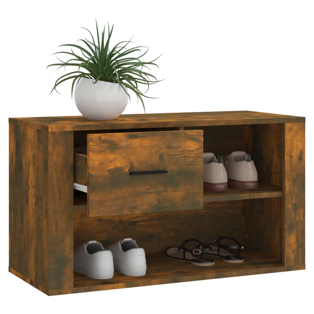 Armoire à chaussures Chêne fumé 80x35x45 cm Bois d'ingénierie - XIOS