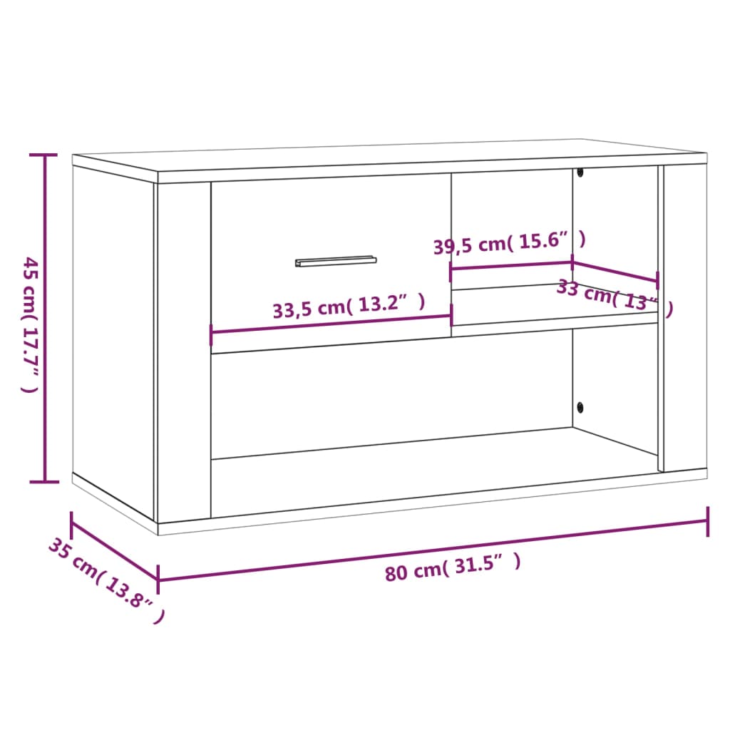 Armoire à chaussures Chêne fumé 80x35x45 cm Bois d'ingénierie - XIOS