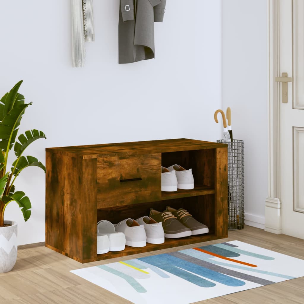 Armoire à chaussures Chêne fumé 80x35x45 cm Bois d'ingénierie - XIOS