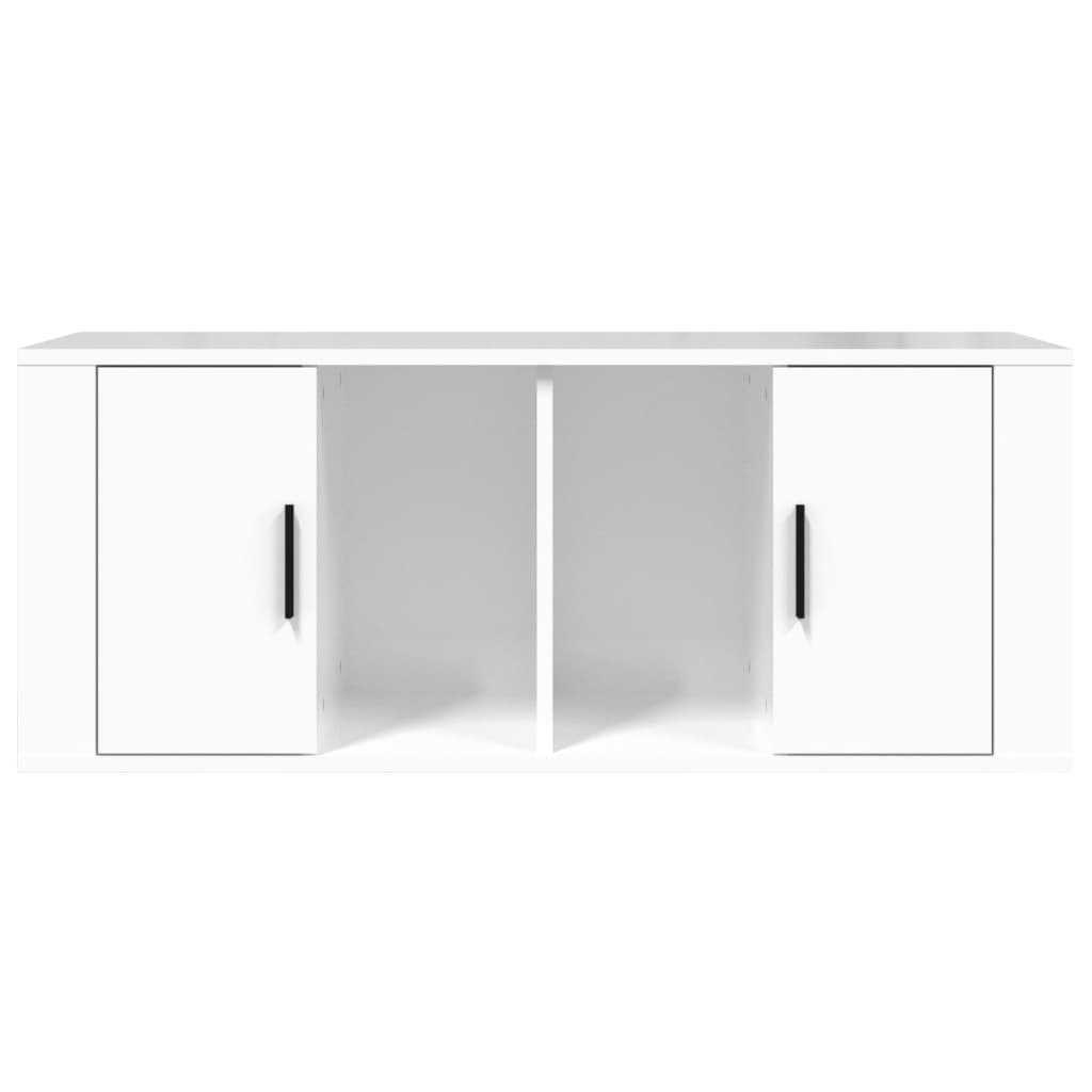 Meuble TV Blanc brillant 100x35x40 cm Bois d'ingénierie Meubles TV vidaXL   