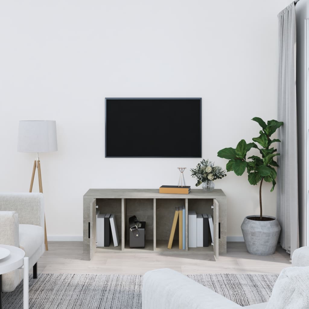 Meuble TV Gris béton 100x35x40 cm Bois d'ingénierie Meubles TV vidaXL   
