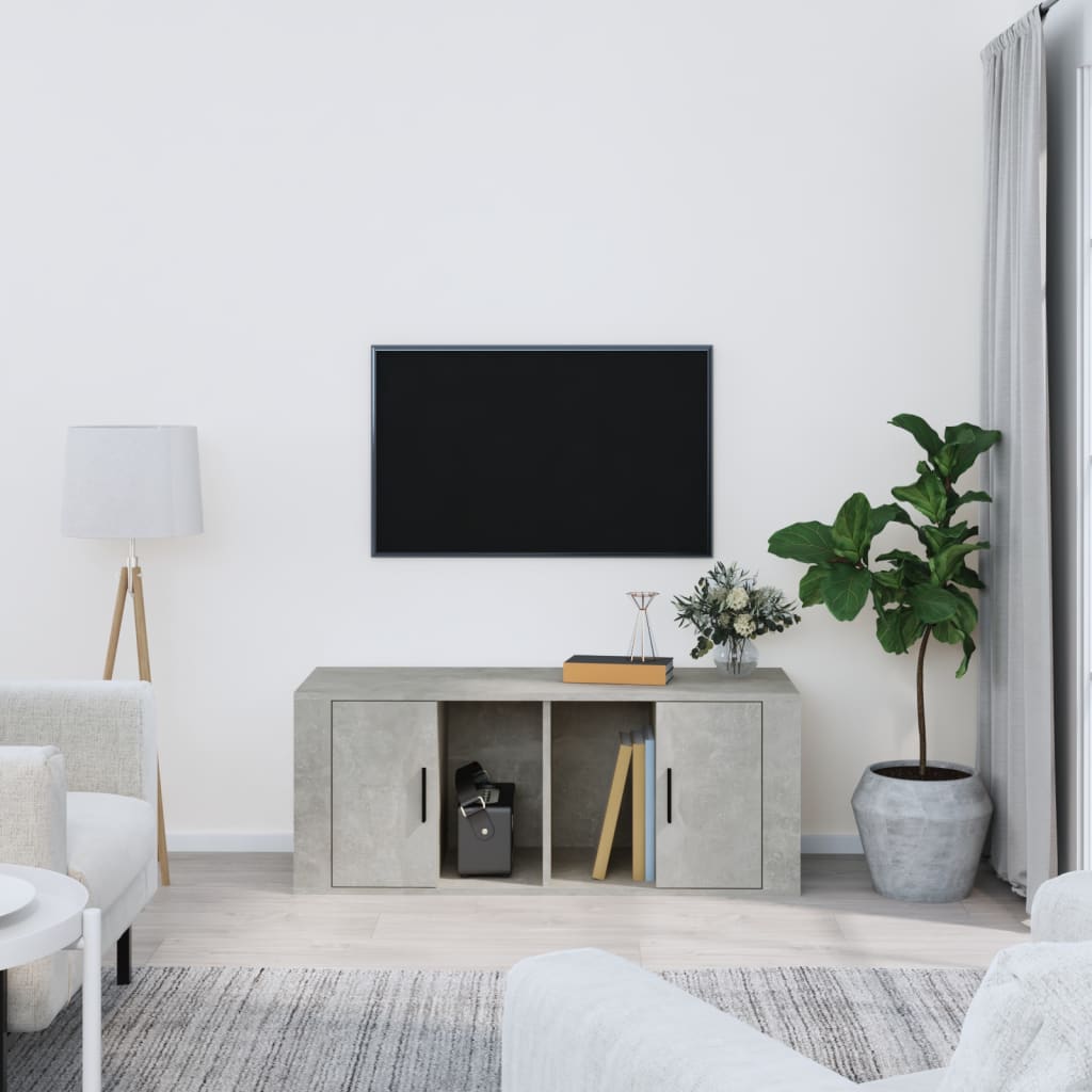 Meuble TV Gris béton 100x35x40 cm Bois d'ingénierie Meubles TV vidaXL   