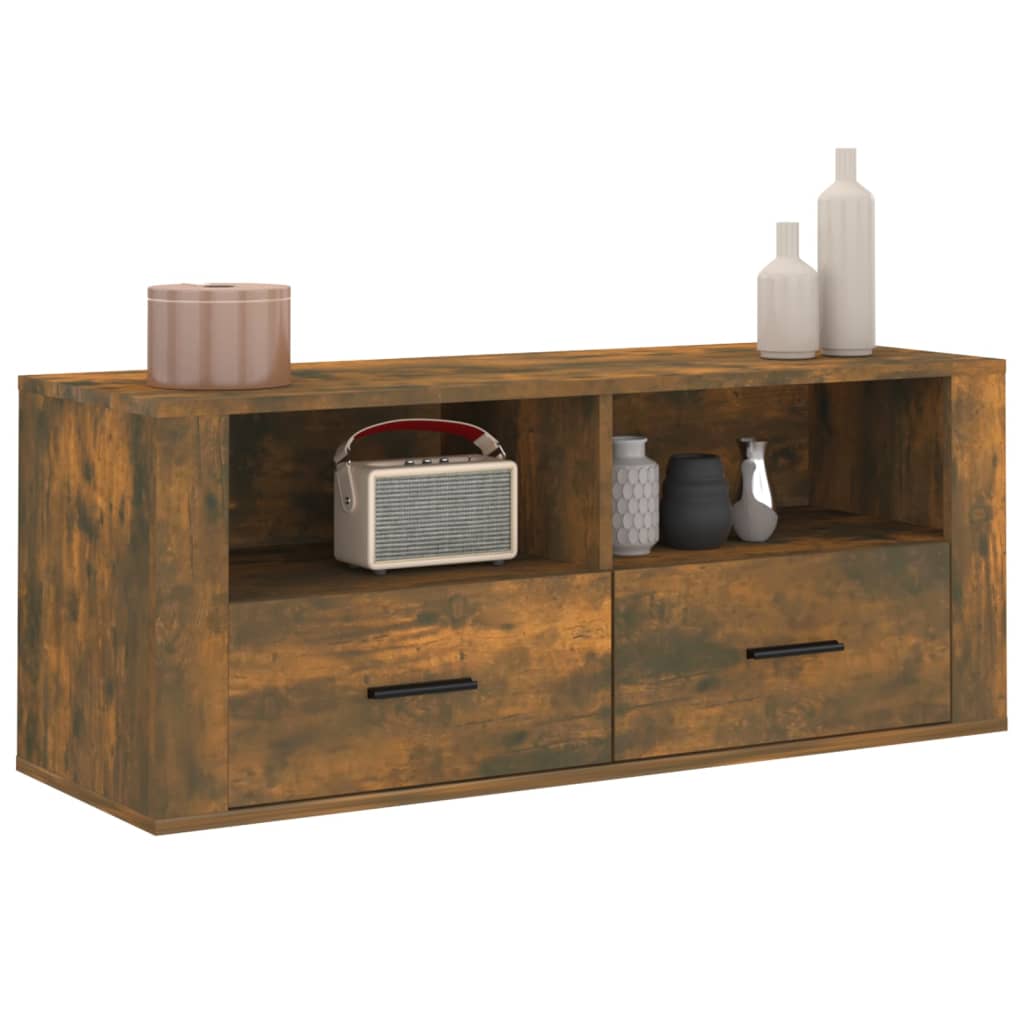Meuble TV Chêne fumé 100x35x40 cm Bois d'ingénierie Meubles TV vidaXL   