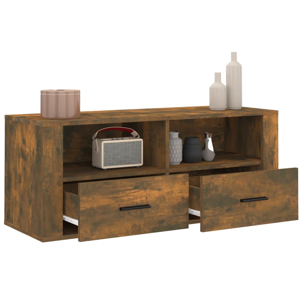 Meuble TV Chêne fumé 100x35x40 cm Bois d'ingénierie Meubles TV vidaXL   