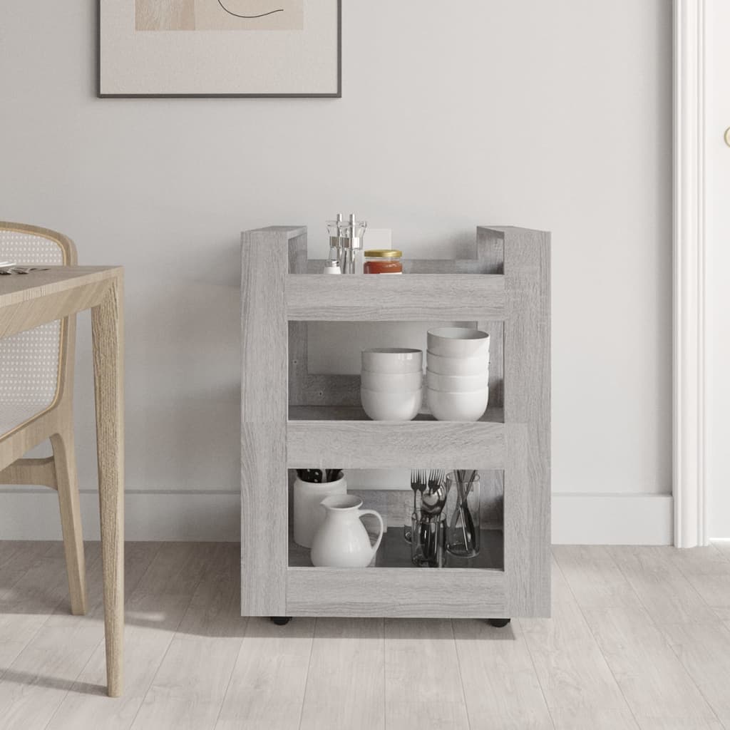 Chariot de cuisine Sonoma gris 60x45x80 cm Bois d'ingénierie - XIOS